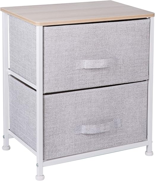 Amazon Com Ownfun Fabric 2 Drawer Storage Cabinet Dresser Organizer In Bedroom Hallway Entryway Grey