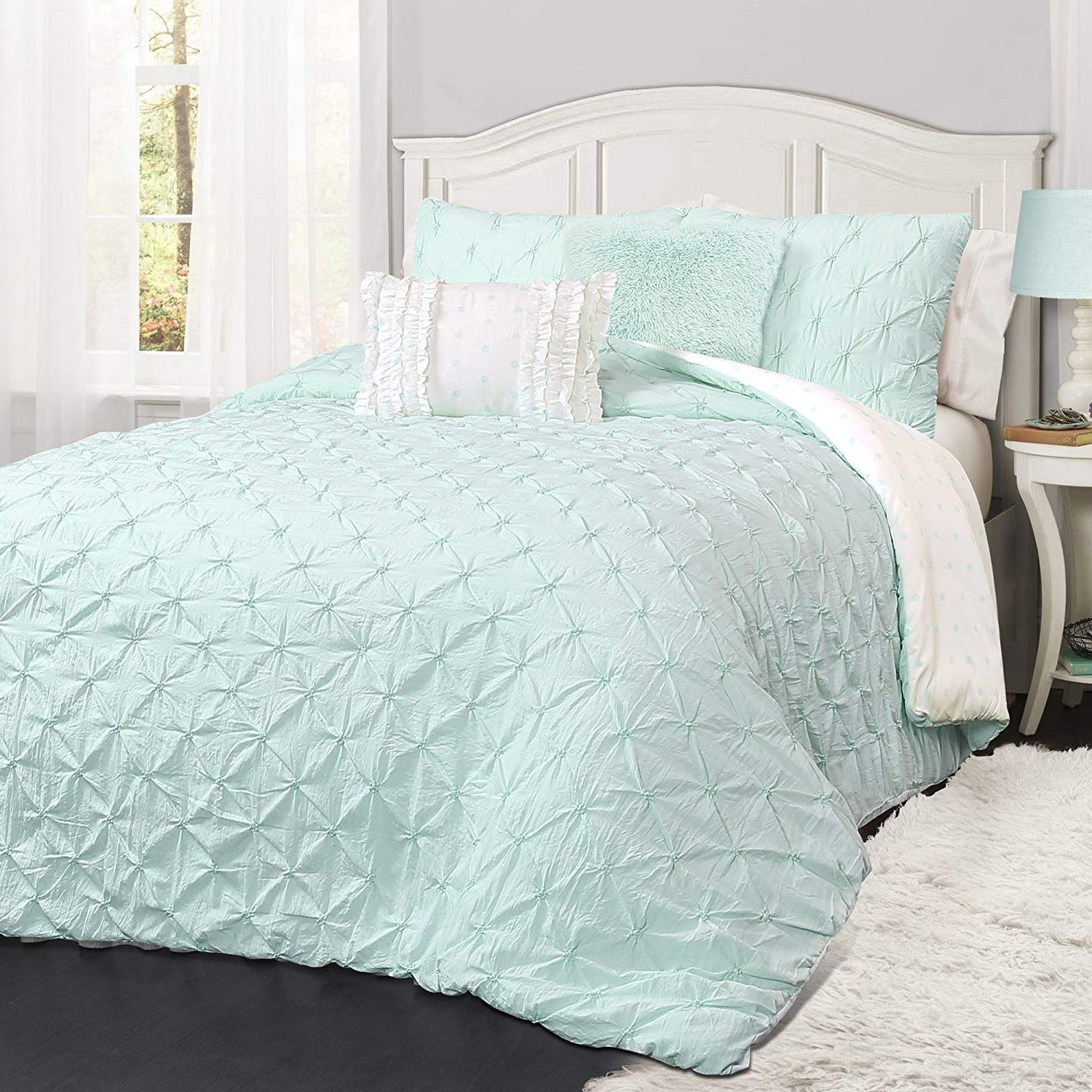 Amazon Com K U P 5 Pc Light Aqua Beautiful Comforter Set