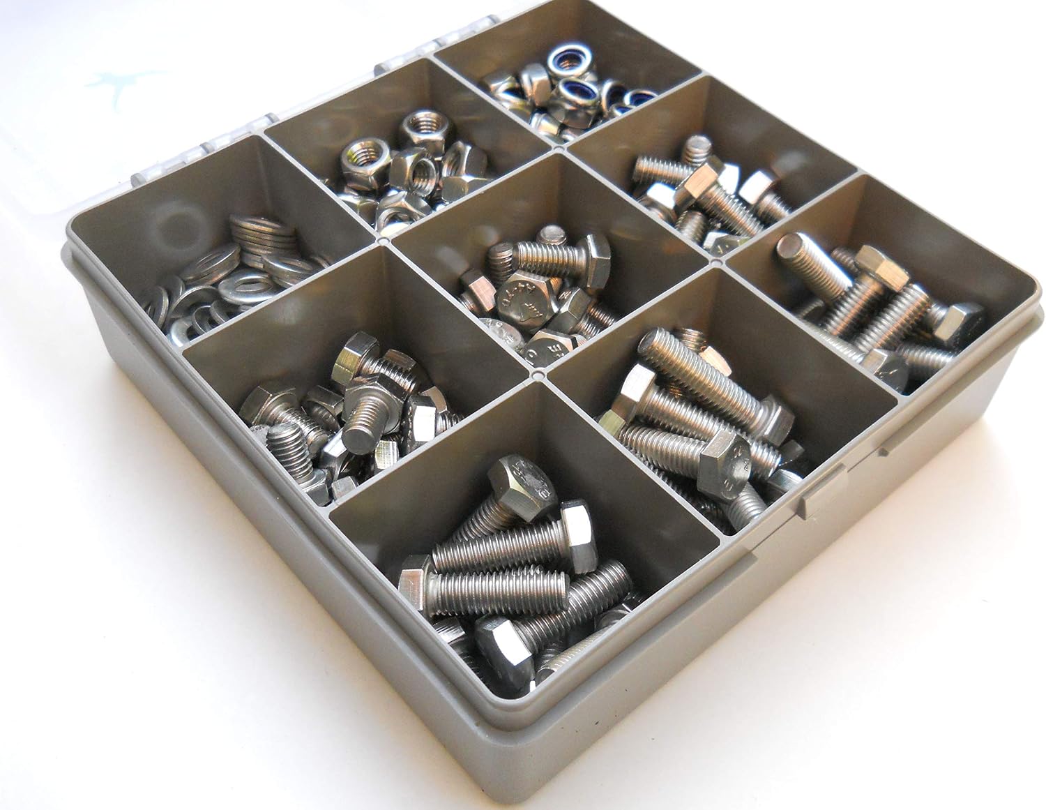 Set of 225 Assorted M8 Hex-Head Set Screws/Bolts, Nuts and Washers -DIN 933- A2-70 (304 Grade) Stainless Steel