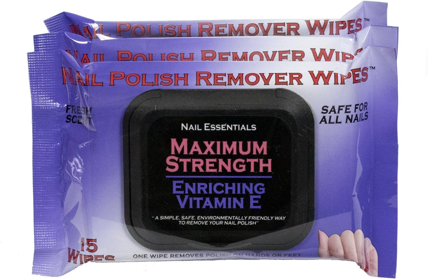 Nail Essentials Nail Polish Remover Wipes - Vitamin E Enriched - Single (Purple Package)