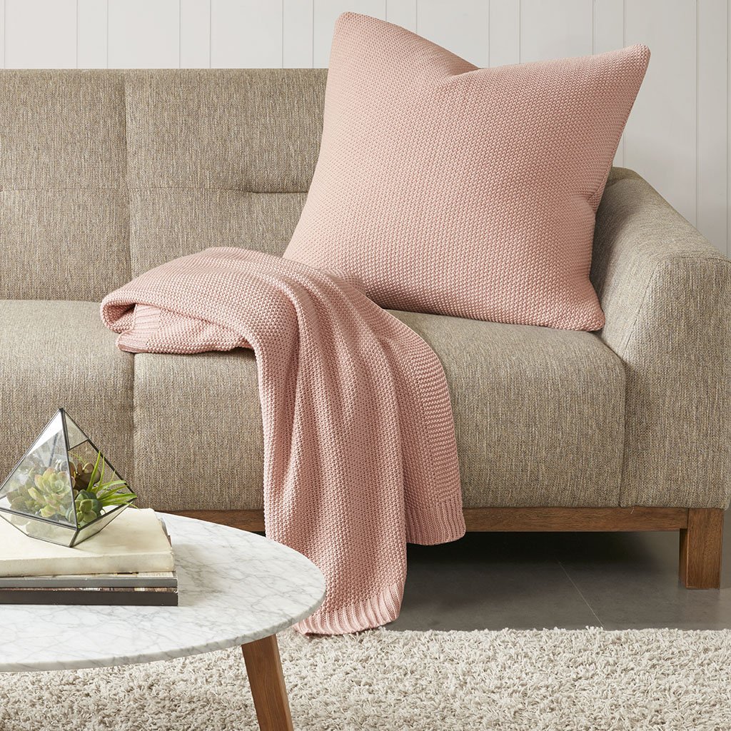 26X26 Casual Square Decorative Pillow Ink+Ivy Bree Knit Euro Throw Pillow Cover Charcoal