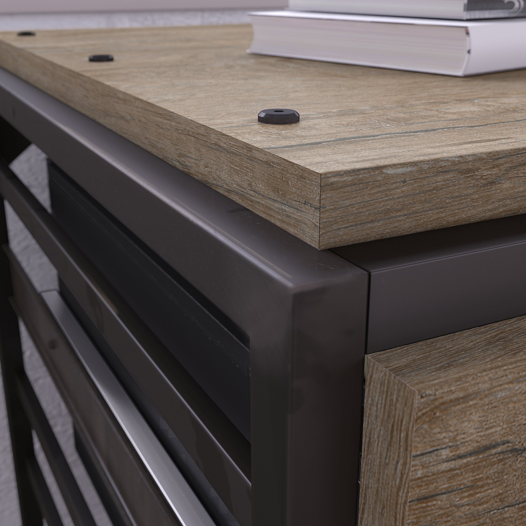 Bush Furniture Refinery 50W Industrial Desk with A Frame Bookshelf and