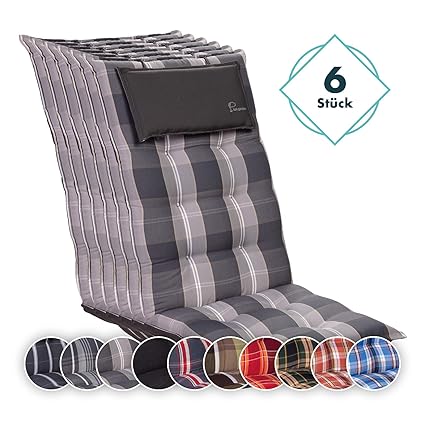 Amazon.de: Homeoutfit24 Sun Garden 6-Stück Gartenstuhl-Auflage (120 x
