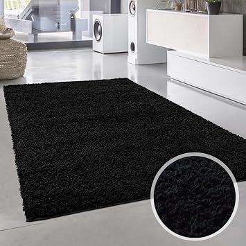 Shaggy Teppich Flauschiger Hochflor Wohn Teppich Einfarbig Uni
