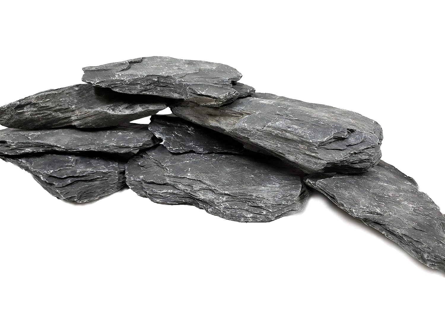 Natural Slate Aquarium Rocks - Extra Large 8 to 10 Inch Stones. Limited Supply Available. PH Neutral. Perfect for Aquascaping and Igwami Aquariums, Reptile and Amphibian Enclosures (approx 18-20 lbs)