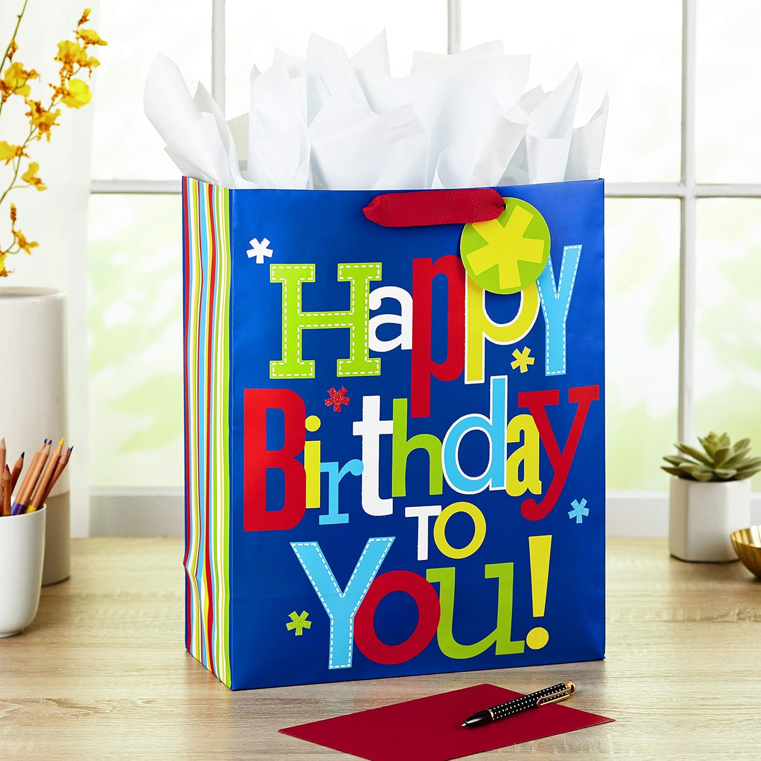 Hallmark 15" Extra Large Gift Bag with Tissue Paper for Birthday (Happy Birthday to You!): Kitchen & Dining