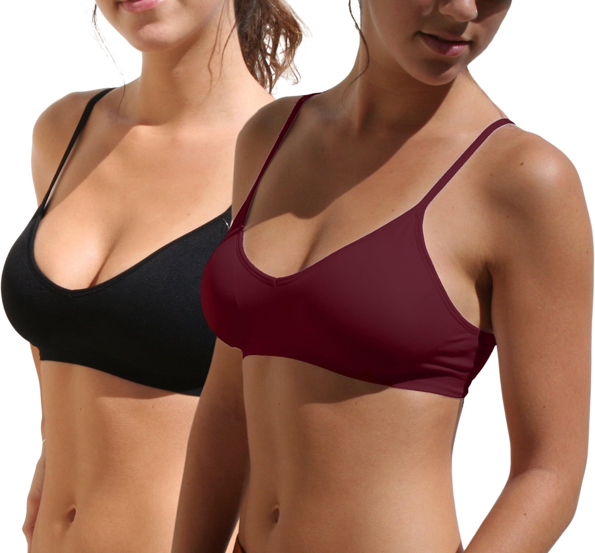 Blue 55 Women's Bralette Wireless Padded Bra Top Sexy Everyday Basic Deep V-Neck