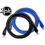 CAT6 Patch Cable - 3 FT. Ethernet CAT6 (2-PACK) By Ultra Clarity (3 Feet / .9 Meter) - Snagless UTP CAT 6 LAN Network Cord for Internet Connections - Black, Blue, Ethernet Cable, RJ45 Connectors