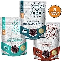 Wild Caught White Fish Jerky - Variety 3-Pack - OneForNeptune (3) 2.2oz Bags | Organic, Gluten-Free & Paleo | 20g Protein & 580mg Omega 3s | Sustainably Sourced from Small US Fisheries