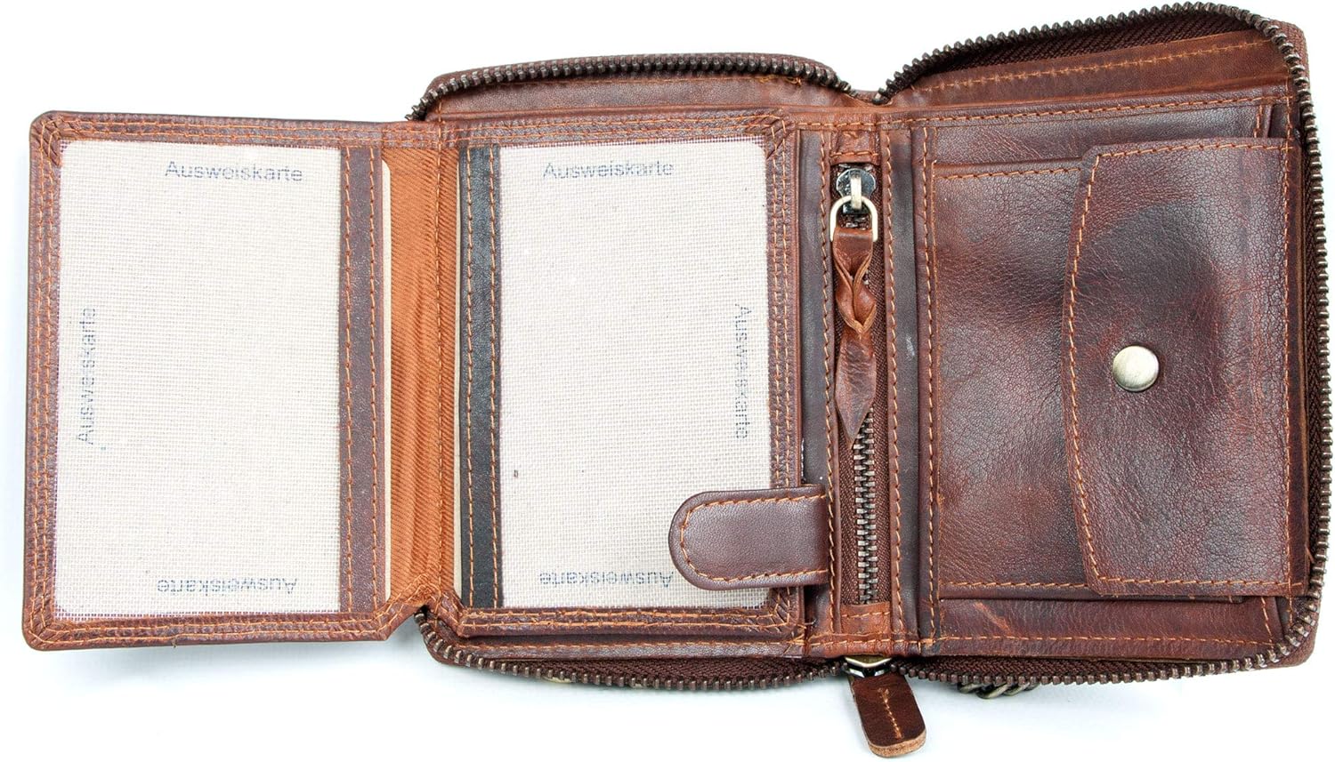 FLW Men's Genuine Leather Biker's Wallet with Metal Chain to Hang, Tan - Image 5