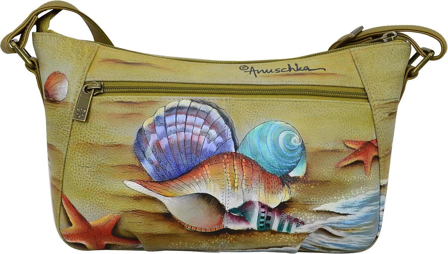 Anuschka Women’s Genuine Leather Shoulder Hobo - Hand Painted Exterior - Gift of the Sea - Image 3