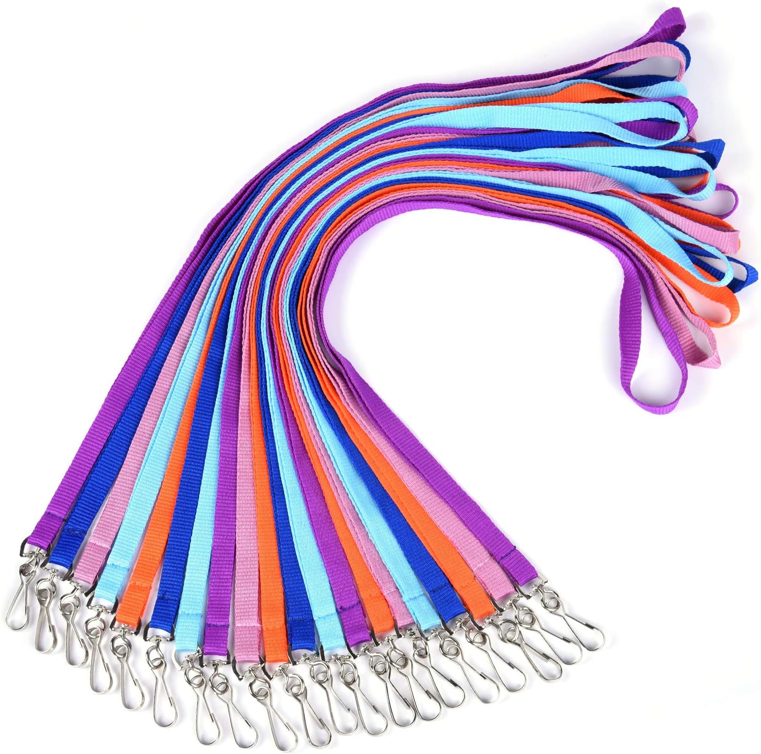 wisdompro 20 Pcs Neck Strap Lanyard, 17.7 Inch Colourful Office Lanyard with Swivel Hook for Keys Name Tags