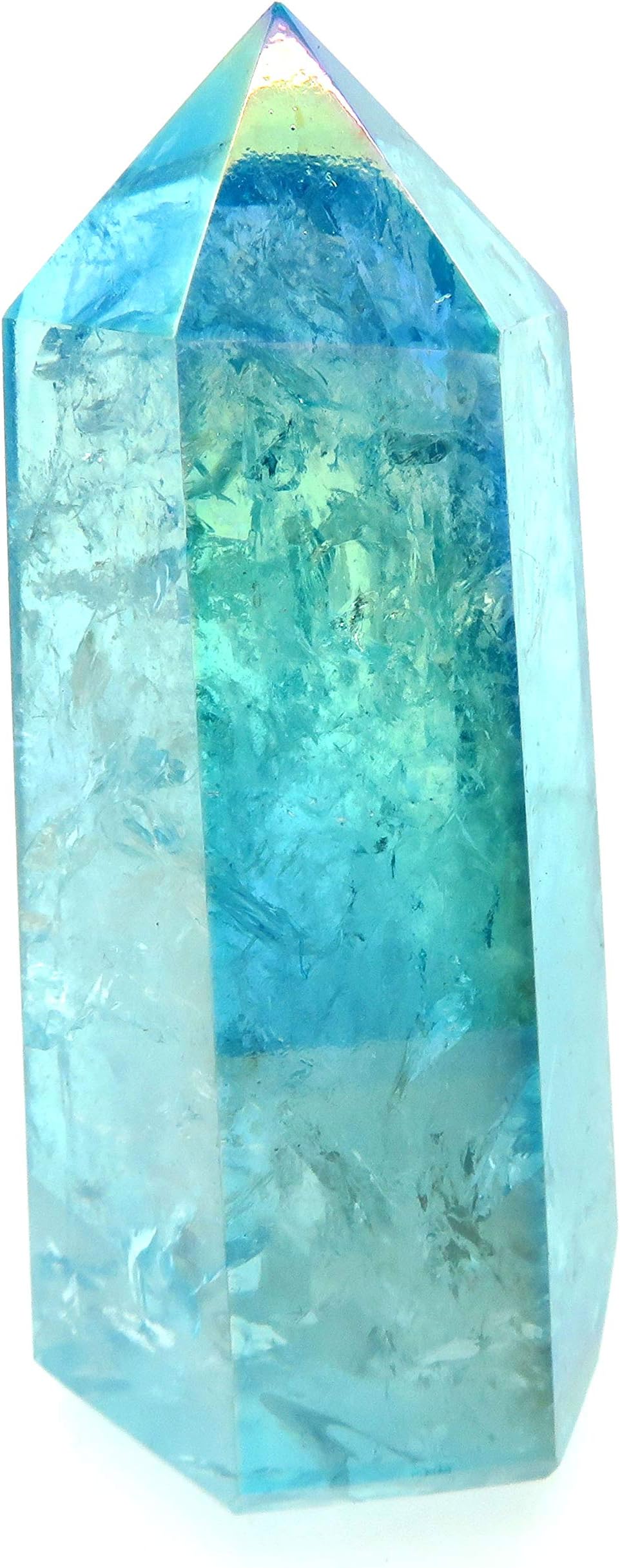 Aqua Aura Quartz Gemstone Tower