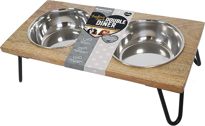 Gamelle Surélevée Pour Chien/chat – Inox – Argent – 13x11x11.5 Cm – NEUF