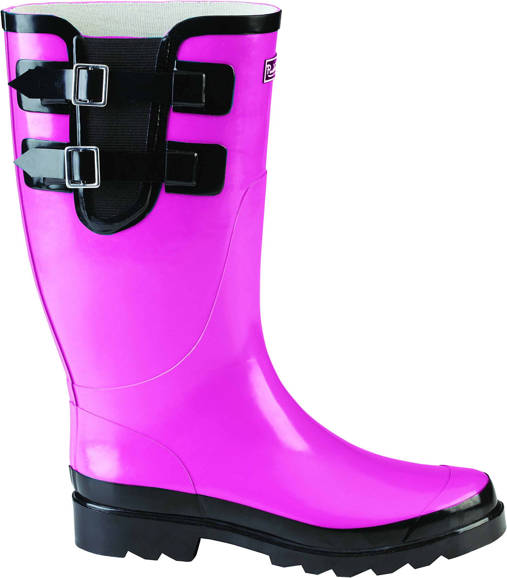 Puddletons Classic Double Strap Women's Rain Boots with Comfort Insole, Hot Pink (PCM103)