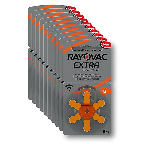 Rayovac Extra Advanced Zink Luft Hörgerätebatterie (Frustfrei-Pack, mit 60 Batterien, geeignet für Hörgeräte Hörhilfen Hörver