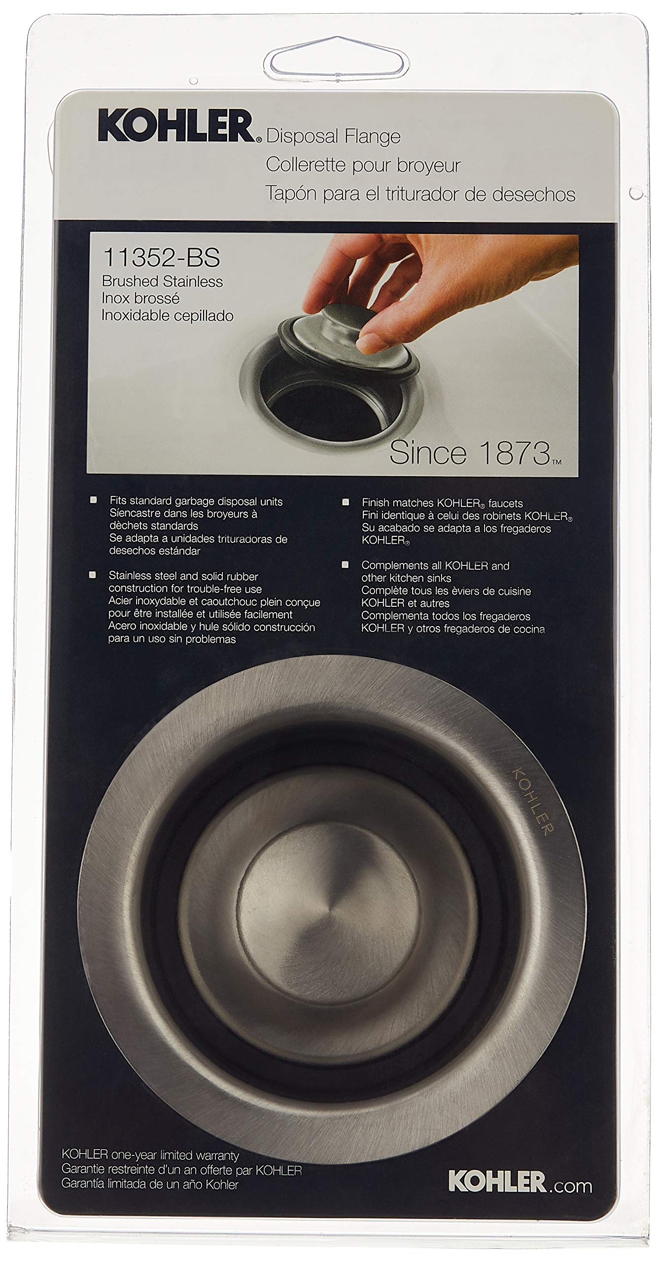 KOHLER K-11352-BS Disposal Flange, One Size, Brushed Stainless