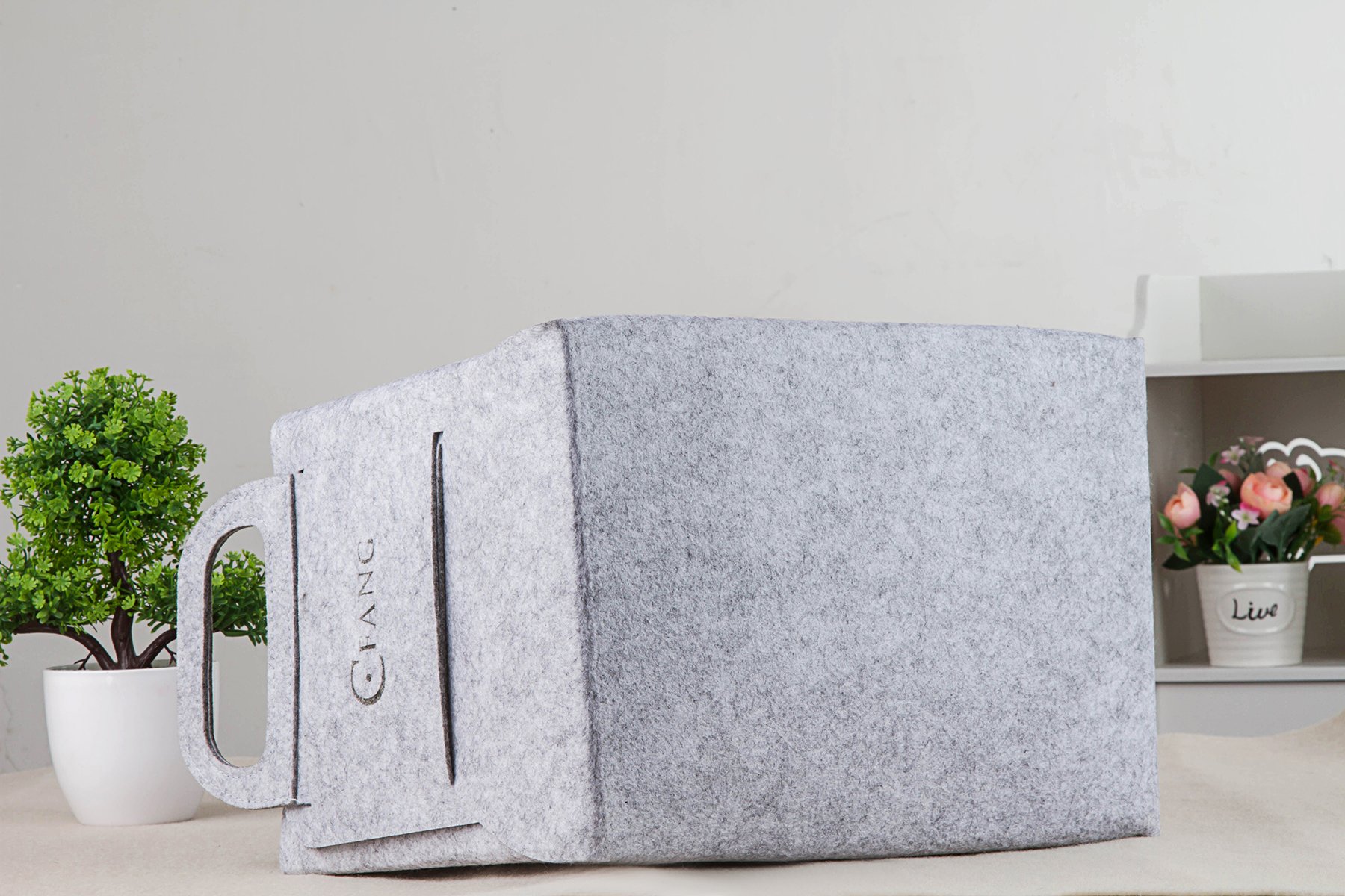 Collapsible Storage Bin Basket Organizing Box Closet Organizer with Handles for Office, Bedroom, Toys, Laundry(Grey)