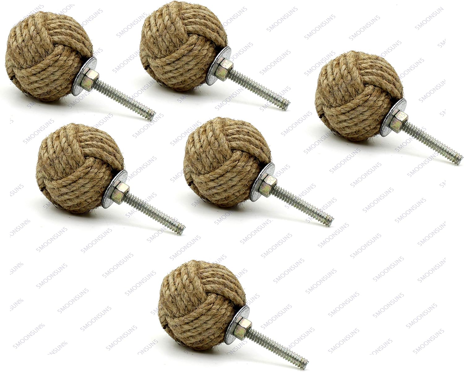 Maximus International's Jute Rope Door Knobs/Rope Knot Drawer Pulls and Knobs/Pull and Push Handle Knobs for Cabinets Wardrobes & Cupboards/Nautical Hardware Decor