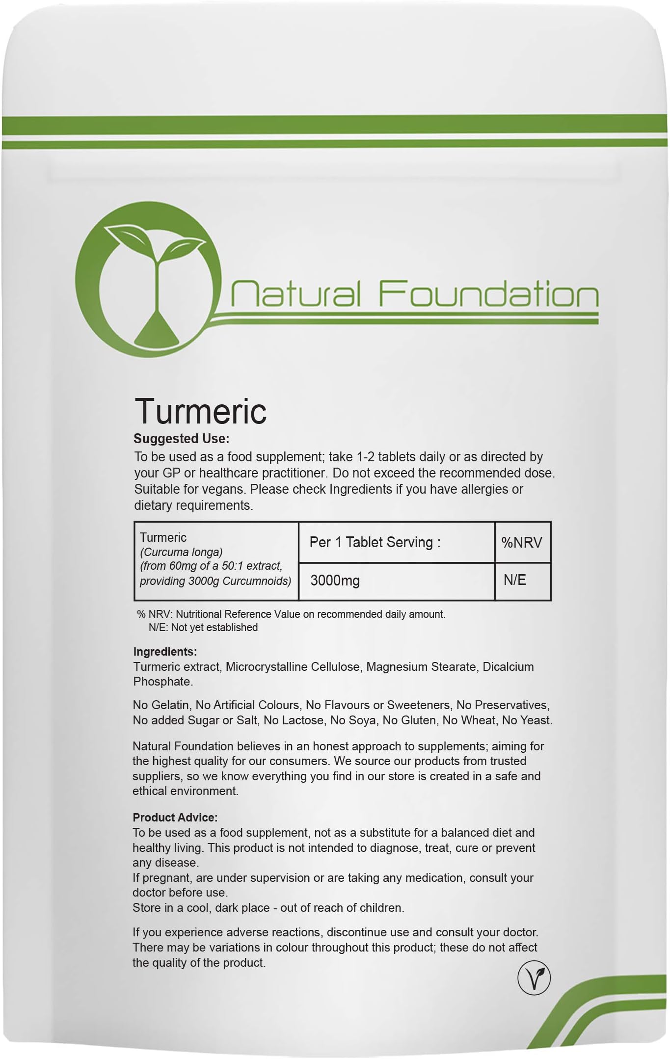 Turmeric and Black Pepper Tablets 1400mg 95% Curcumin 10mg Piperine Extract Inflammation Digestive Health & Joint Support | Natural Foundation Supplements (60 Tablets)
