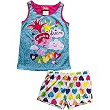 Trolls Queen Poppy I Dream Happy, Sun Clouds Sleeveless with White Shorts and Hearts Pajama Set