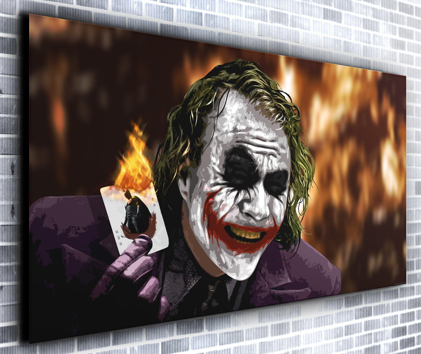 The Joker Card Heath Ledger Batman Movie Panoramic Canvas Wall Art Print Framed XXL 55 inch x 24 inch Over 4.5 ft Wide x 2 ft High Ready to Hang Canvas Print - Landscape Photograph - Modern Artโฆ