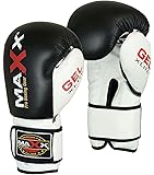 Pair of Leather Boxing Gloves black & white punchbag Martial arts
