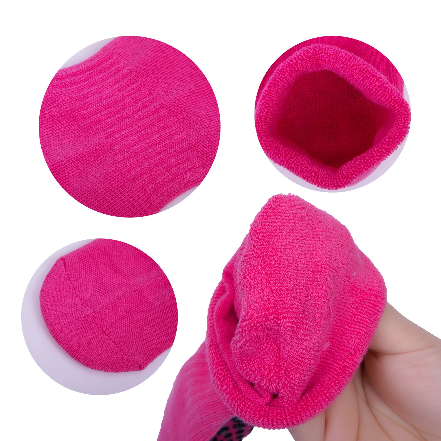 Yoga Socks for Women Non Slip Socks with Grips，Pilates, Barre, Bikram Workout Socks Non Skid 3 Pairs Cotton，Size4.5-10