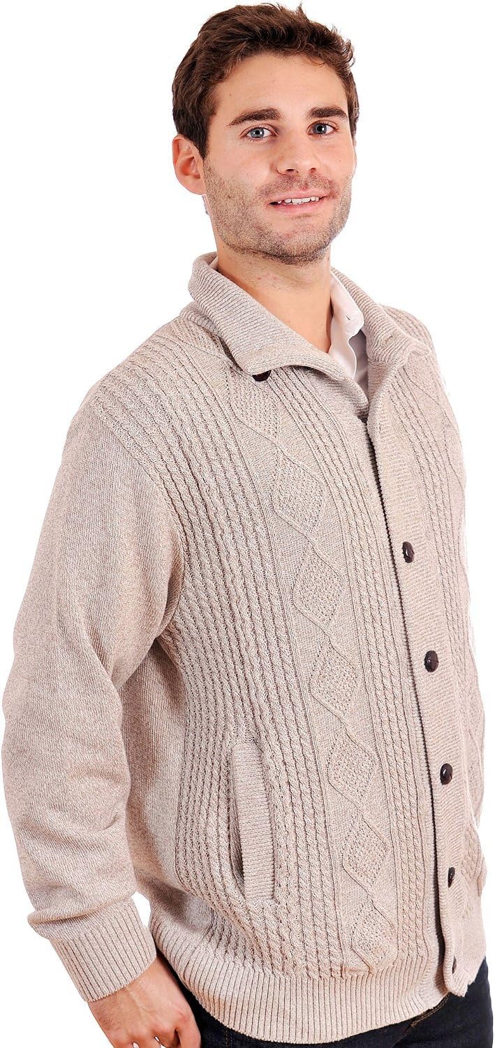 Tosani Men's Cardigan Sweater. Button-up. 100% Fine Knitted Cotton