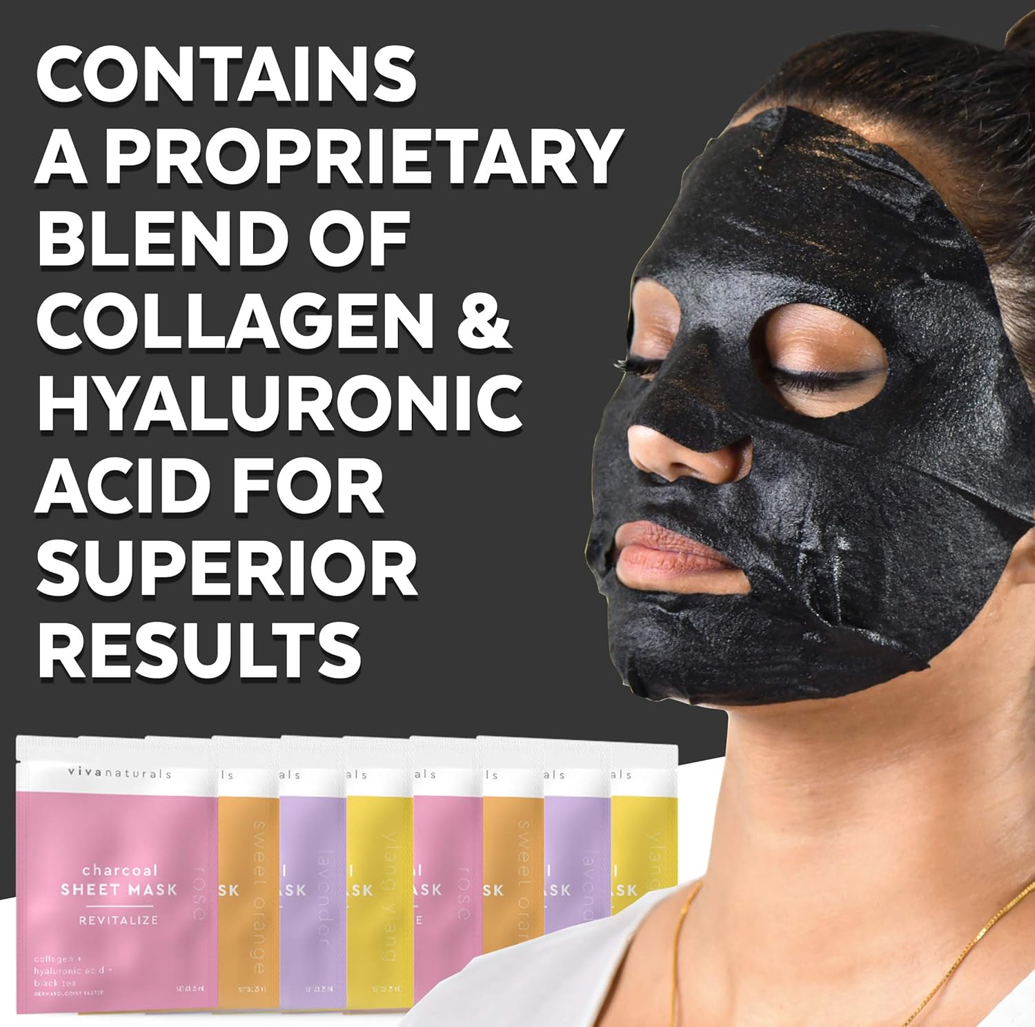 Face Mask for Korean Skincare - Sheet Mask for Detoxifying, Cleansing, Moisturizing and Brightening Skin | Dermatologist Tested Charcoal Face Mask with Collagen & Hyaluronic Acid for Soft Skin, 8 Pack : Beauty