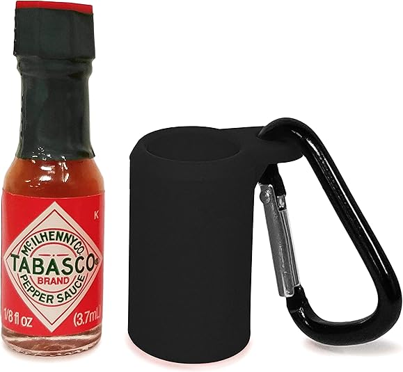 Tabasco Sauce Keychain Includes Mini Bottle of Hot Sauce.(1 Pack, Black) Fashion