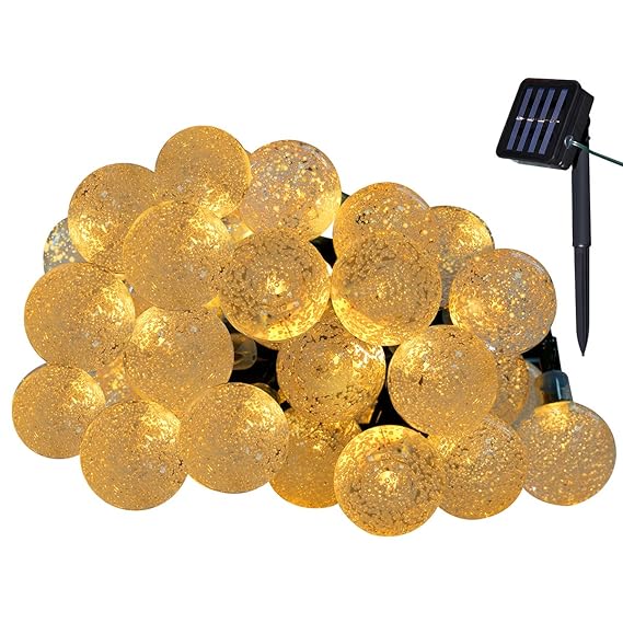 Yasolote, Solar Lichterkette Außen, Wasserdicht LED Außenlichterkette Kugeln, 4,5m 30 LED 8 Modi, Beleuchtung für Garten, Bal