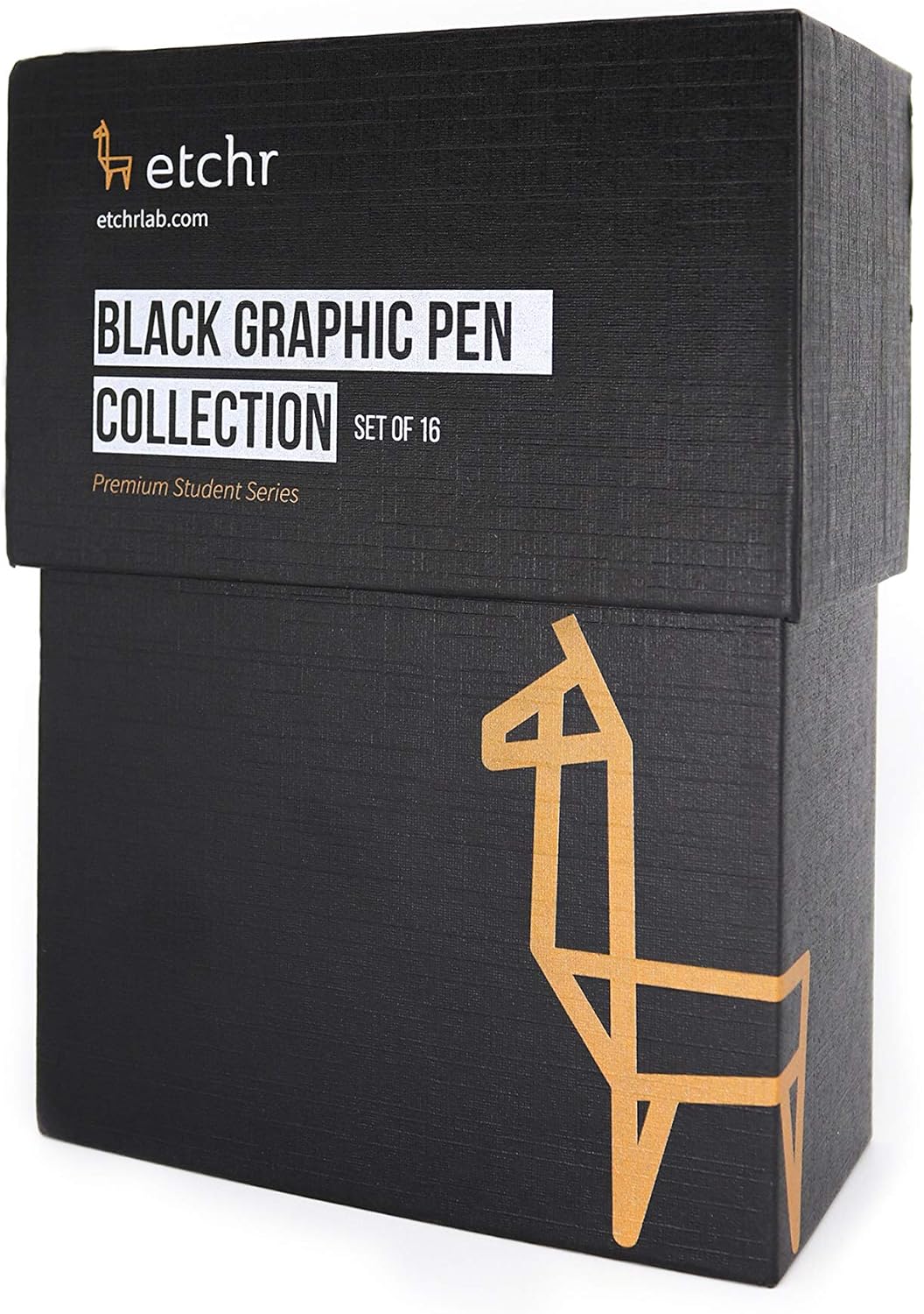 ETCHR Professional Black Drawing Pens - 16 Black Fineliner Pens for Drawing Sketching Inking and Writing - Quality Waterproof and Fadeproof Black Artist Pens - ETCHR Black Graphic Pen Collection : Office Products