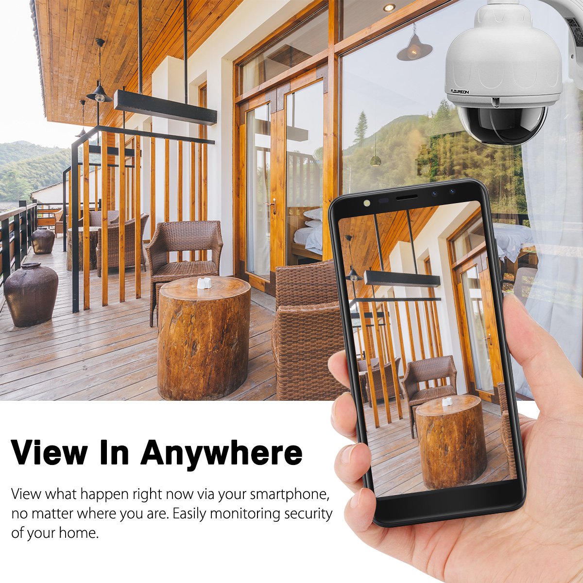 FLOUREON WIFI IP Camera 960P Wireless HD H.264 Waterproof CCTV Security PT Camera with Built-in Mic 355°Pan/ 90°Tilt, Alarm Recording, Night Vision, Micro SD Card Slot