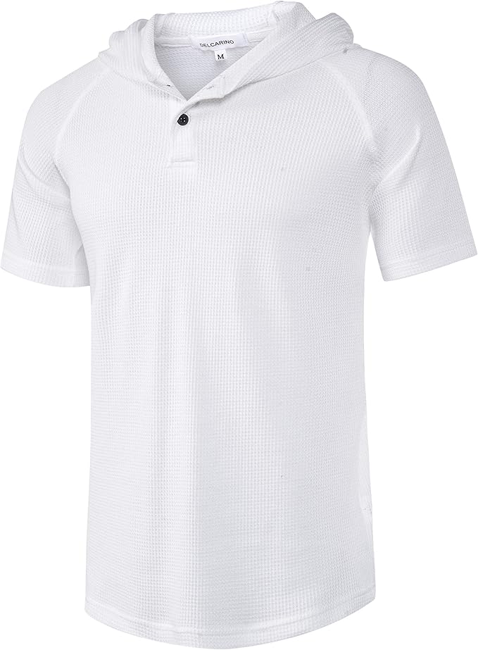 Men's Casual Short Sleeve Hoodie, Lightweight Pullover Hooded,Slim Fit