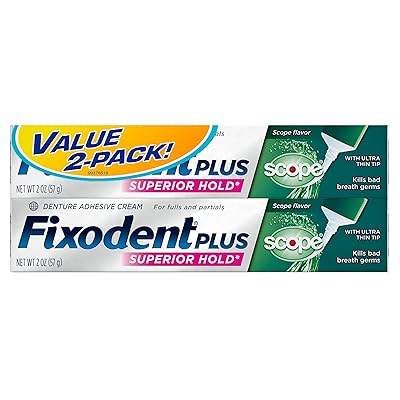 Fixodent Food Seal Plus Scope Denture Adhesive Cream Twin Pack, 2 Ounce (Packaging may vary)