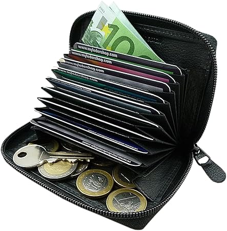 Universal Leder Kreditkartenetui und Geldbörse / Geldbeutel / Portemonnaie / Portmonaise / Geldtasche / Portmonee in Schwarz 