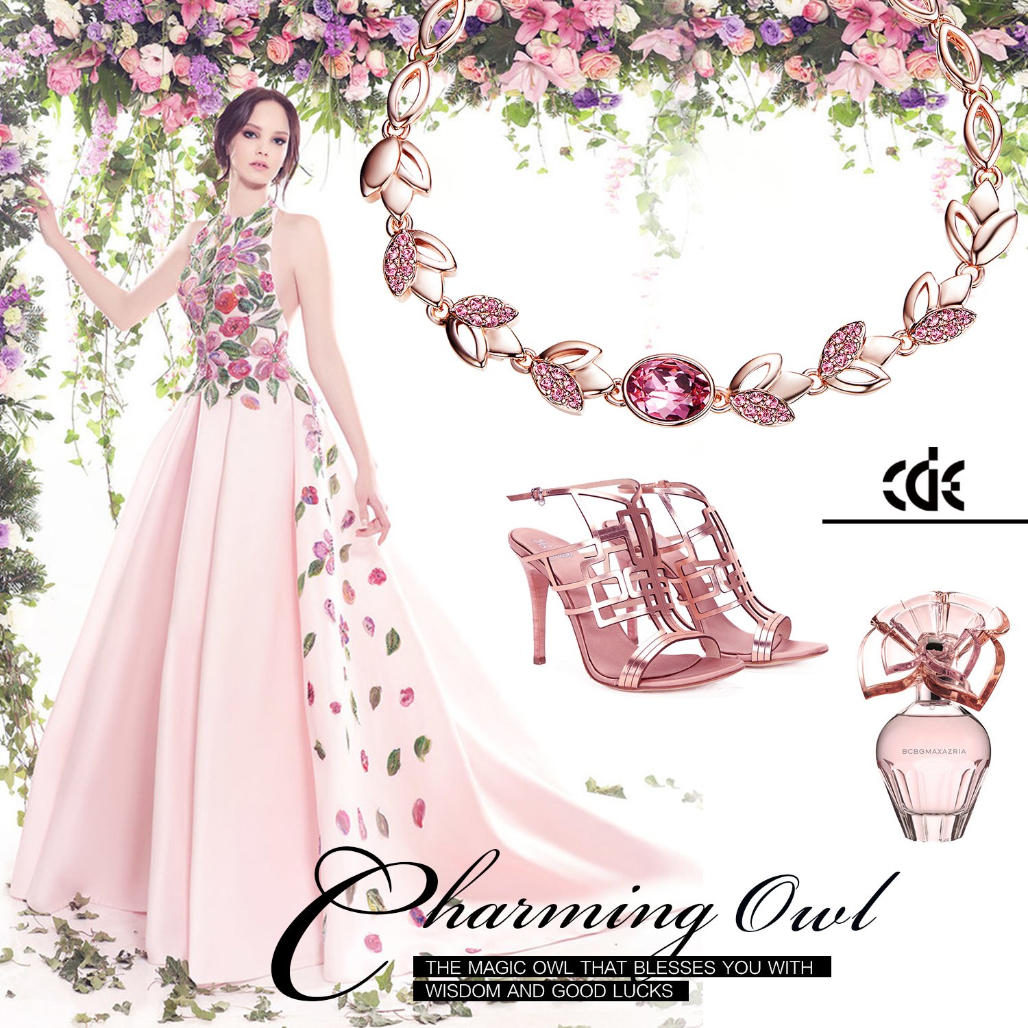 CDE Women\'s Bracelet, Rose Gold Flower Bangle Bracelets Encounter Love Jewelry Gifts for Girls Women, Crystals from Swaovski