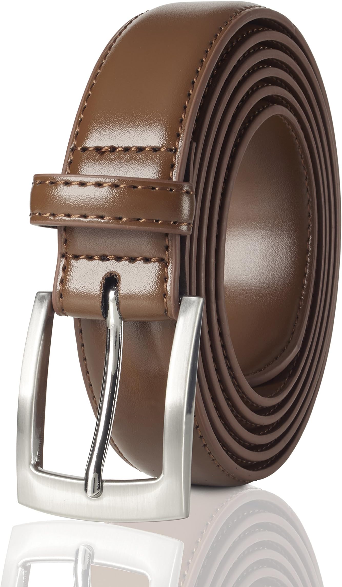 Belts for Men Mens Belt Buckle Genuine Leather Stitched Uniform Dress Belt