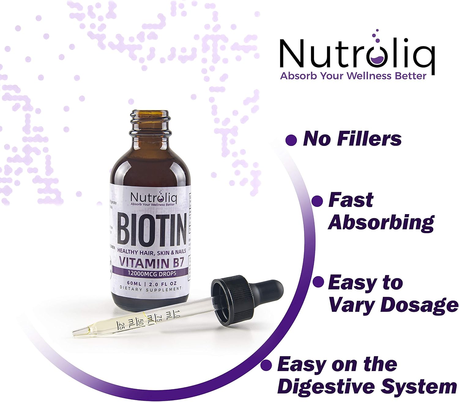 Nutroliq Biotin Liquid Drops, Vegan Vitamin B7 Dietary Supplement for Hair Nail & Skin Health - Image 5