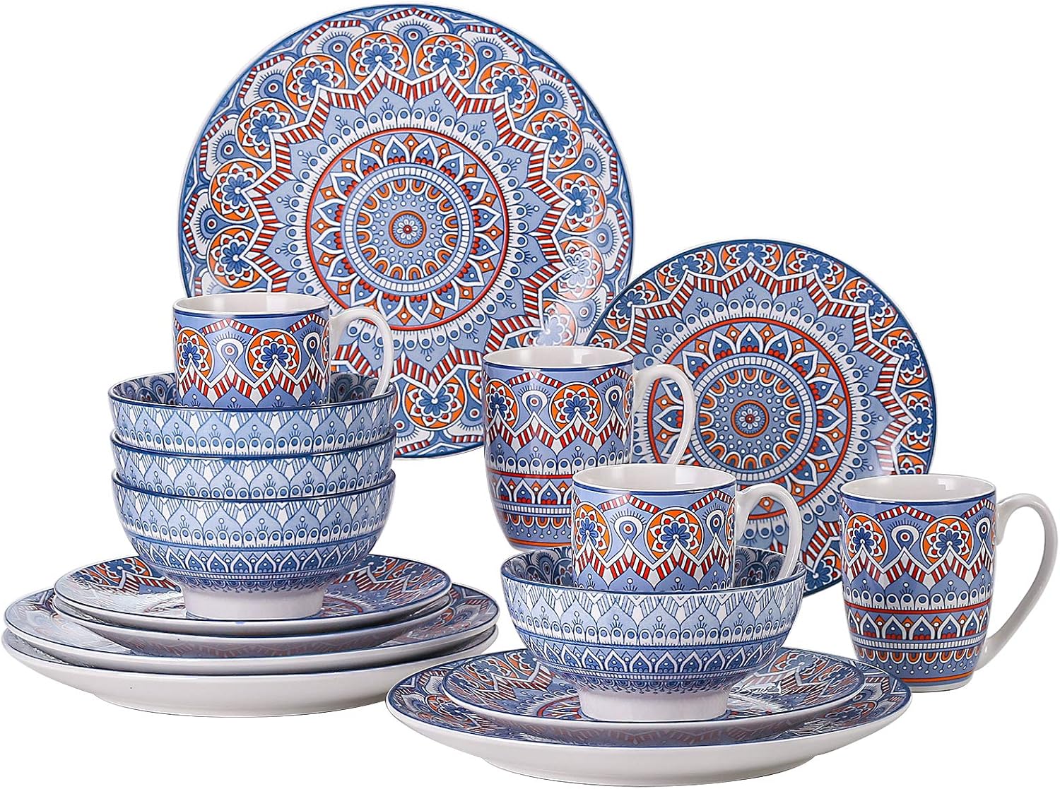 vancasso Mandala Patterned Porcelain Dinner Set 16Piece Bohemian