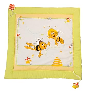 roba Spiel- & Krabbeldecke 'Biene Maja', Baby's gepolsterte Spielunterlage / Laufgittereinlage 100x100cm, 100% Baumwolle, ink
