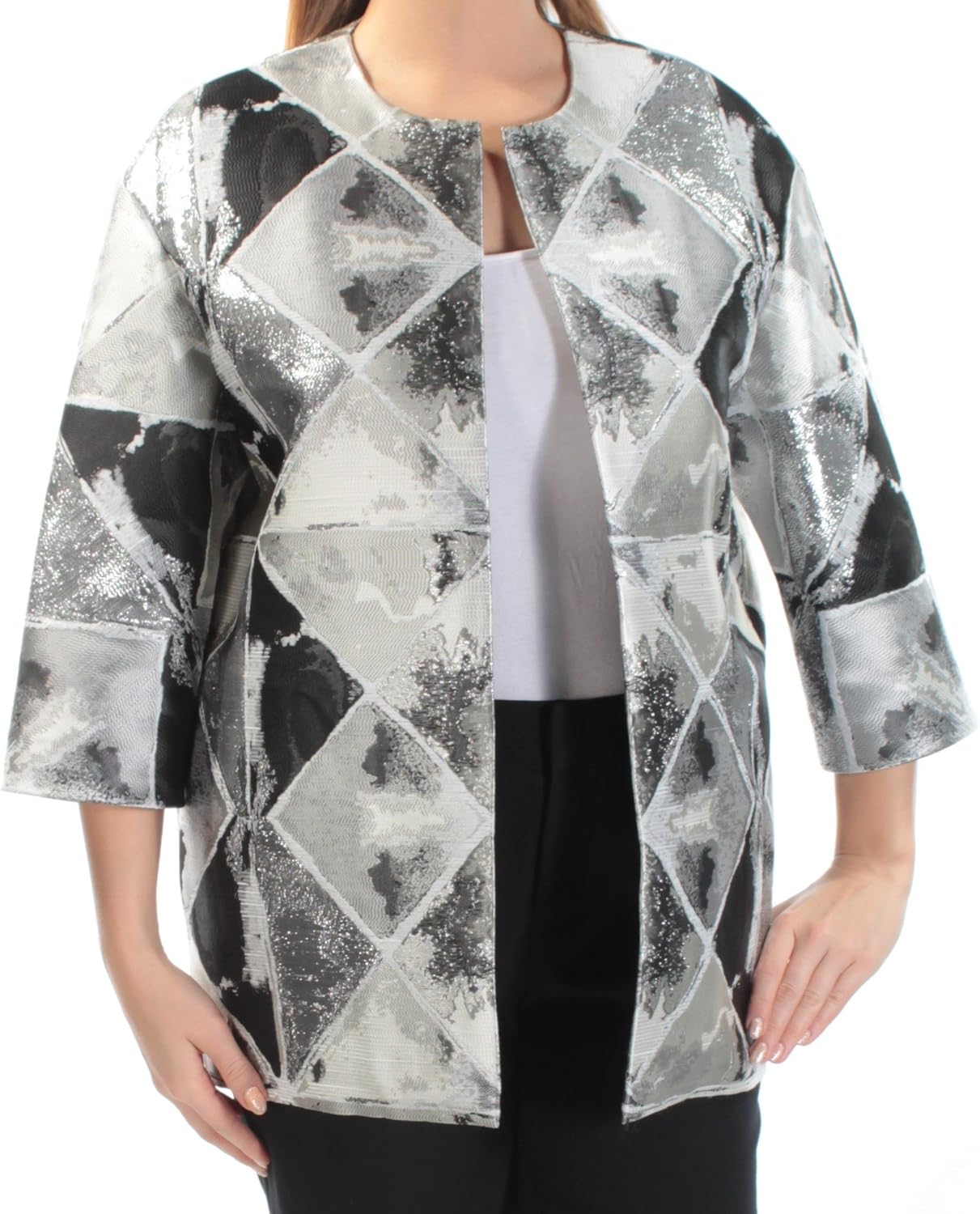 anne klein metallic jacquard topper jacket