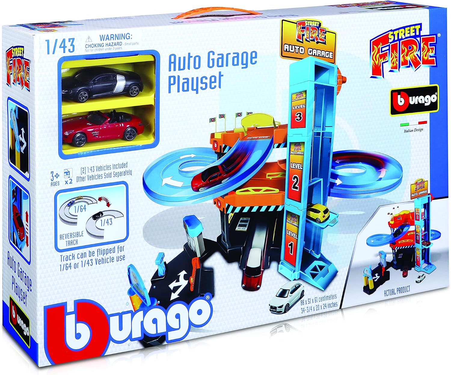Bburago 15630361 Car Garage Play Set including 2 Cars, Medium