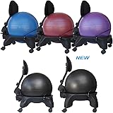 Isokinetics Inc. Adjustable Back Exercise Ball Office Chair - Standard or (Exclusive) "Tall Boy" Frame Height - with 52cm Ball - Office size 60mm/2.5" wheels - w/Starter Pump and Ball Measuring Tape