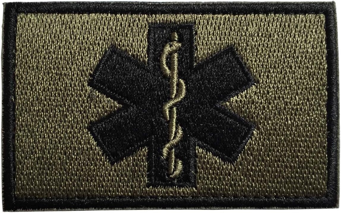 SpaceCar EMT Star of Life Tactical Morale Badge Patch - Army Green