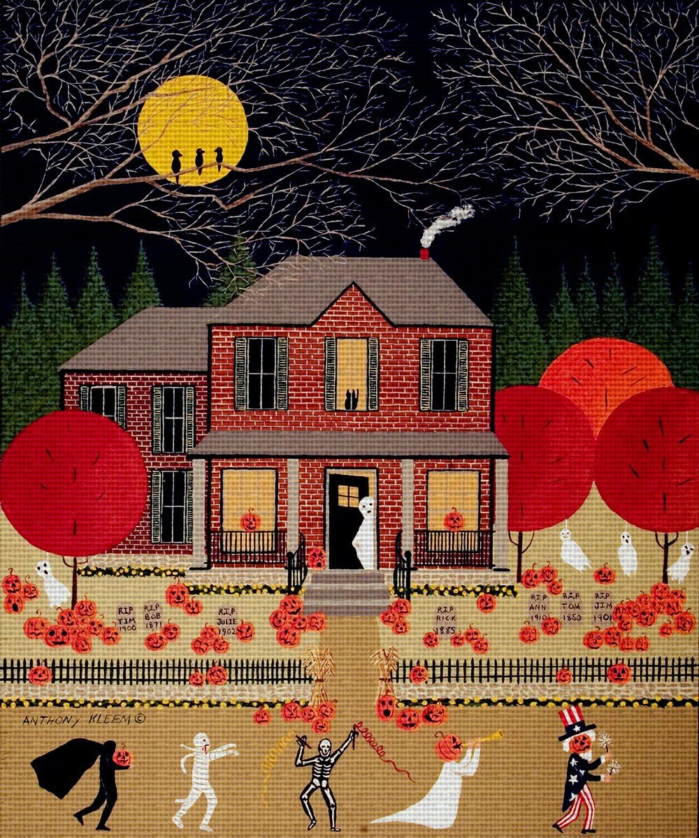 Art NeedlepointHalloween Night Needlepoint Canvas by Anthony Kleem