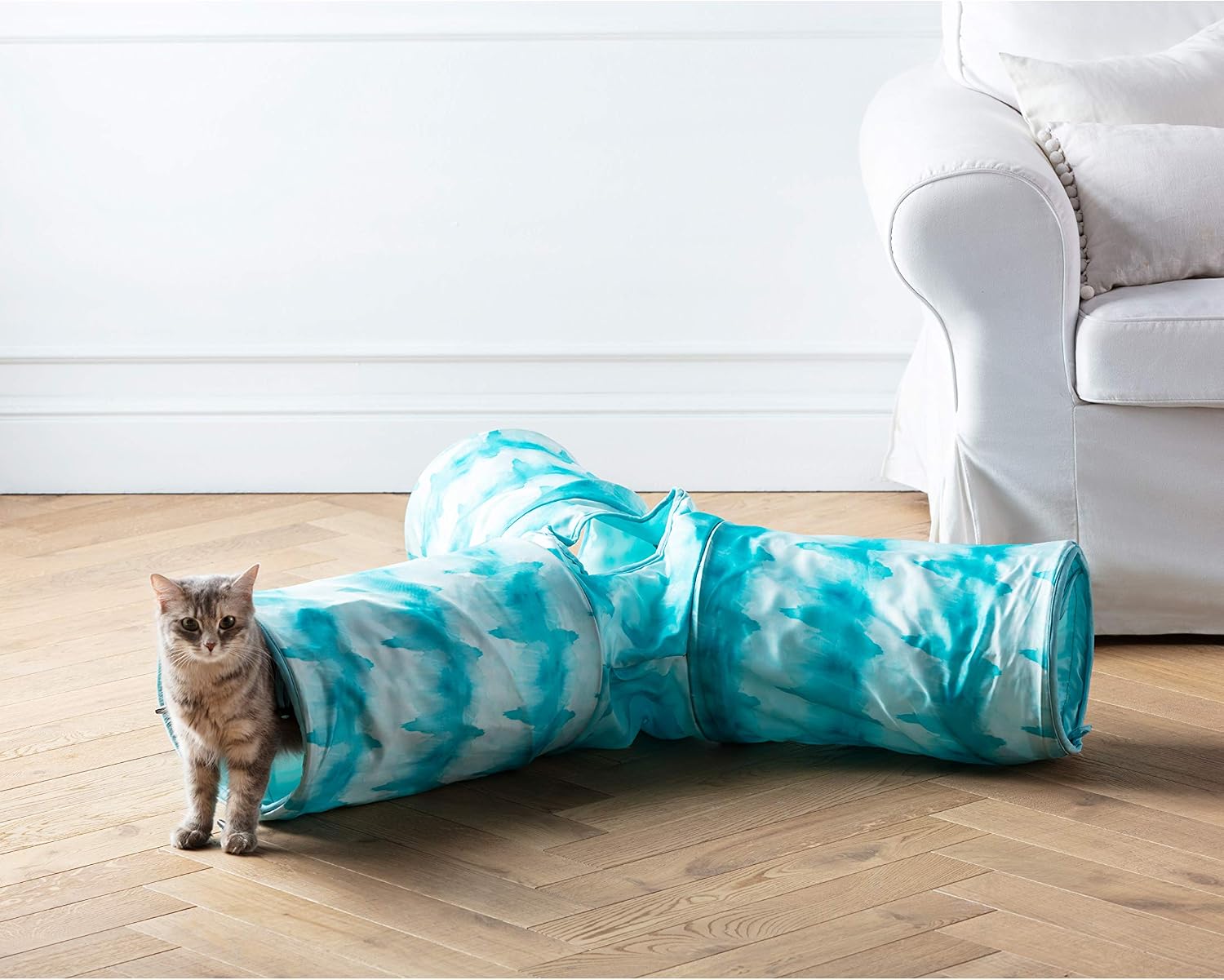 Dehner 2501237 Cat Toy Triplex Cat Tunnel Diameter 25 cm Length 50 cm Polyester Blue, 1 stück (1er Pack)