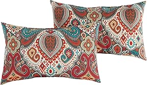 Greendale Home Fashions Set of 2 Outdoor 19x12-inch Rectangle Throw Pillows, Painted Desert