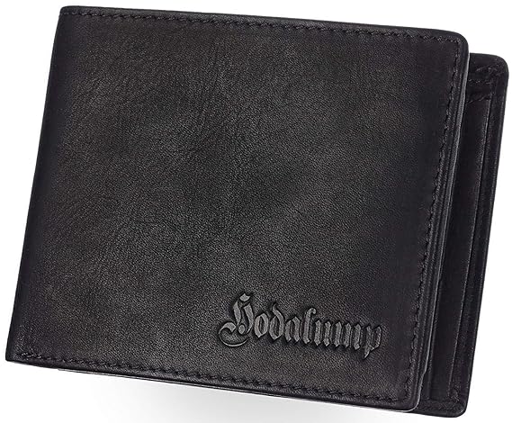 Echt-Leder Geldbörse Herren in Geschenkbox – Premium Geldbeutel handgefertigt - Portemonnaie - Wallet - Portmonee - Schwarz -